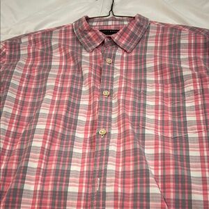 Lucky Brand Red and Gray Plaid Button Down Shirt